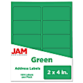 JAM Paper® Mailing Address Labels, Rectangle, 2" x 4", Green, Pack Of 120