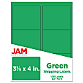JAM Paper® Mailing Address Labels, Rectangle, 3 1/3" x 4", Green, Pack Of 120