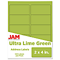 JAM Paper® Mailing Address Labels, Rectangle, 2" x 4", Lime Green, Pack Of 120