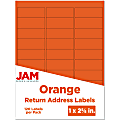 JAM Paper® Mailing Address Labels, Rectangle, 2 5/8" x 1", Orange, Pack Of 120