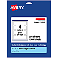 Avery® Permanent Labels With Sure Feed®, 94243-WMP250, Rectangle, 2" x 7", White, Pack Of 1,000