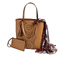 GNBI Luxe Tote With Wristlet And Scarf, 15"H x 14 1/2"W x 4 1/2"D, Brown
