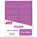 JAM Paper® Mailing Address Labels, Rectangle, 2" x 4", Violet Purple, Pack Of 120