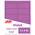 JAM Paper® Mailing Address Labels, Rectangle, 2" x 4", Violet Purple, Pack Of 120 1 thumbnail image