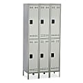 Safco® Double-Tier Two-Tone 3-Column Locker With Legs, 78"H x 36"W x 18"D, Gray 1 thumbnail image