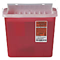 Medline Sharps Container For Patient Rooms, Rectangular, 5 Qt, Red 1 thumbnail image