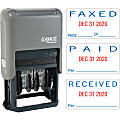Xstamper Self-Inking Paid/Faxed/Received Dater - Message/Date Stamp - "PAID, FAXED, RECEIVED" - 0.93" Impression Width x 1.75" Impression Length - Blue, Red - Plastic - 1 Each