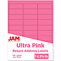 JAM Paper® Mailing Address Labels, Rectangle, 2 5/8" x 1", Pink, Pack Of 120