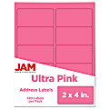 JAM Paper® Mailing Address Labels, Rectangle, 2" x 4", Pink, Pack Of 120