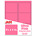 JAM Paper® Mailing Address Labels, Rectangle, 3 1/3" x 4", Pink, Pack Of 120