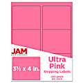 JAM Paper® Mailing Address Labels, Rectangle, 3 1/3" x 4", Pink, Pack Of 120 1 thumbnail image