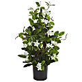 Nearly Natural Stephanotis Climbing 24”H Artificial Plant With Planter, 24”H x 12”W x 12”D, White/Black