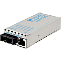Omnitron miConverter 10/100 Plus Ethernet Fiber Media Converter RJ45 SC Single-Mode 30km - 1 x 10/100BASE-TX, 1 x 100BASE-LX, US AC Powered, Lifetime Warranty