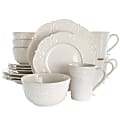 Elama Luna 16-Piece Embossed Dinnerware Set, White 1 thumbnail image