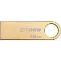 Kingston 16GB USB 2.0 DataTraveler GE9 (Gold Metal casing) - 16 GB - USB 2.0 - Gold - 5 Year Warranty