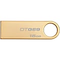 Kingston 16GB USB 2.0 DataTraveler GE9 (Gold Metal casing) - 16 GB - USB 2.0 - Gold - 5 Year Warranty 1 thumbnail image