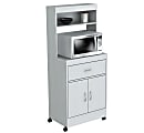 Inval Storage Cabinet With Microwave Stand, 2 Shelves, 54"H x 24"W x 16"D, Laricina White 1 thumbnail image