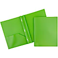 JAM Paper® Plastic 2-Pocket POP Folders with Metal Prongs Fastener Clasps, 9 1/2" x 11 1/2", Lime Green, Pack Of 6 1 thumbnail image