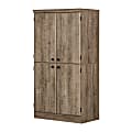 South Shore Morgan 4-Door Storage Armoire, 69-1/2”H x 33”W x 19-1/2”D, Weathered Oak