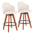 LumiSource Ahoy Fabric Counter Stools, Walnut/Cream, Set Of 2 Stools 1 thumbnail image