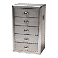 Baxton Studio Davet 5-Drawer Accent Storage Cabinet, Silver 1 thumbnail image