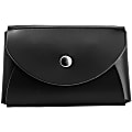 JAM Paper® Leather Business Card Case, Round Flap, 2 1/4" x 3 1/2" x 3/4", Black