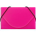 JAM Paper® Plastic Business Card Case With Round Flap, 3 1/2" x 2 1/4" x 1/4", Pink
