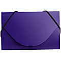 JAM Paper® Plastic Business Card Case With Round Flap, 3 1/2" x 2 1/4" x 1/4", Purple