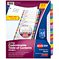 Avery® Ready Index® A-Z Tab With Customizable Table Of Contents Binder Dividers, 8-1/2" x 11", 26 Tab, White/Multicolor, 1 Set