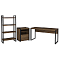 Bush Furniture Latitude 60"W Writing Desk with Printer Stand and Etagere Bookcase, Rustic Brown Embossed, Standard Delivery 1 thumbnail image