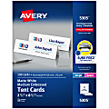 Avery® Printable Tent Cards With Sure Feed® Technology, 2.5" x 8.5", White With Embossed Border, 100 Blank Place Cards
