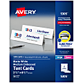 Avery® Printable Tent Cards With Sure Feed® Technology, 2.5" x 8.5", White With Embossed Border, 100 Blank Place Cards 1 thumbnail image