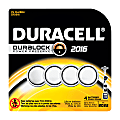 Duracell® 3-Volt Lithium Coin-Cell 2016 Batteries, Pack Of 4