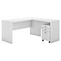 Bush Business Furniture Echo 60"W L-Shaped Corner Desk With Mobile File Cabinet, Pure White, Standard Delivery