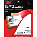 3M™ White Laser Permanent Full-Sheet Labels, 8 1/2" x 11", Pack Of 25 1 thumbnail image