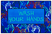 Carpets for Kids® KID$Value Rugs™ Wash Your Hands Activity Rug, 4' x 6' , Blue