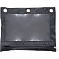 Advantus Binder Pencil Pouch - 3 x Holes - Ring Binder - Rectangular - Black, Clear - Vinyl - 1 Each