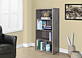 Monarch Specialties 48"H 3-Shelf Adjustable Bookcase, Dark Taupe 1 thumbnail image