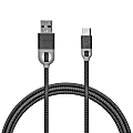 iHome Nylon USB Type-C to Male USB A 2.0 Charge & Sync Cable, 5', Black, IH-CT3000B