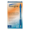 Integra Retractable Gel Pens, Medium Point, 0.7 mm, Blue Barrel, Blue Ink, Pack Of 12 Pens