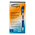 Integra Retractable Gel Pens, Fine Point, 0.5 mm, Blue Barrel, Blue Ink, Pack Of 12 Pens