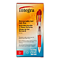 Integra Retractable Gel Pens, Fine Point, 0.5 mm, Red Barrel, Red Ink, Pack Of 12 Pens