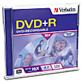 Verbatim DVD+R 4.7GB 16X with Branded Surface - 1pk Jewel Case - 2 Hour Maximum Recording Time