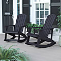 Flash Furniture Savannah All-Weather Adirondack Rocking Chairs, Black, Set Of 2 Chairs