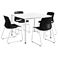 KFI Studios Dailey Square Dining Set With Sled Chairs, White/Black