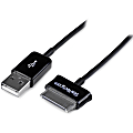 StarTech.com 2m Dock Connector to USB Cable for Samsung Galaxy Tab- 6.56 ft Proprietary/USB Data Transfer Cable for Tablet PC, Notebook - First End: 1 x Type A Male USB - Second End: 1 x Male Proprietary Connector - Shielding - Black - 1 Pack