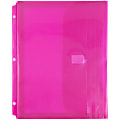 JAM Paper® Plastic Binder Envelopes With Hook-And-Loop Fastener, 9 3/4" x 13", Pink, Pack Of 12