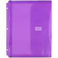 JAM Paper® Plastic Binder Envelopes With Hook-And-Loop Fastener, 8 5/8" x 11 1/2", Lilac, Pack Of 12