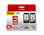 Canon® PG-245XL/CL-246XL/GP-502 Black And Tricolor Ink Cartridges And Paper Combo Pack, 8278B005