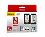 Canon® PG-245XL/CL-246XL/GP-502 High-Yield Black And Tri-Color Ink Cartridges And Paper, Pack Of 2, 8278B005